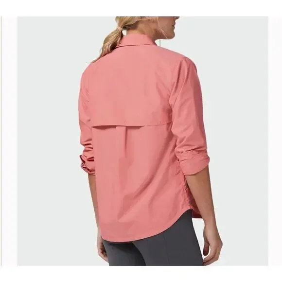 Stio Women's Fork Trail Snap Button Shirt Azalea Bloom Long Sleeve Size XL - Picture 2 of 12